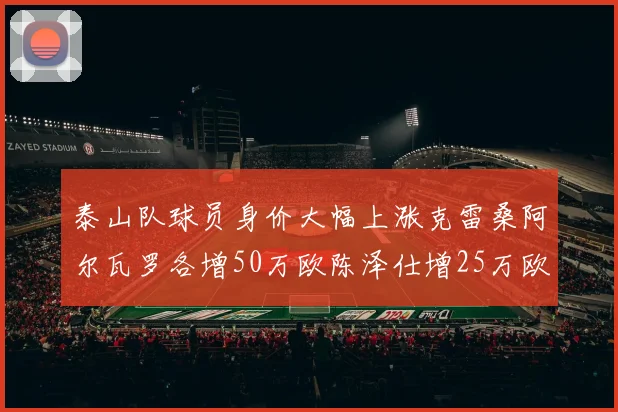 泰山队球员身价大幅上涨克雷桑阿尔瓦罗各增50万欧陈泽仕增25万欧